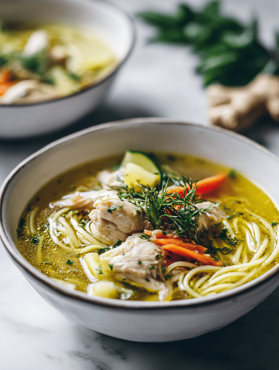 A Cozy Chicken Noodle Soup with a Twist of Lemongrass and Ginger